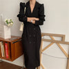 Alien Kitty Notched Solid Work Wear Long Dress Chic Autumn 2022 Office Lady All Match Casual Streetwear Vintage Vestidos