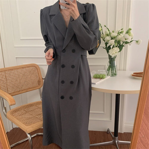 Alien Kitty Notched Solid Work Wear Long Dress Chic Autumn 2022 Office Lady All Match Casual Streetwear Vintage Vestidos
