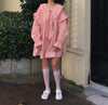Alien Kitty Sweet Doll Dress Korean Style 2022 Autumn Dress Elegant Solid Ruffles Long Sleeve Sweet Dresses Vestidos