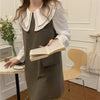 Alien Kitty Sweet Straight Dress Girls Peter Pan Collar Slim Casual Full Sleeves Elegant Retro Patchwork Robe Vestidos