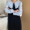 Alien Kitty Sweet Straight Dress Girls Peter Pan Collar Slim Casual Full Sleeves Elegant Retro Patchwork Robe Vestidos