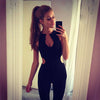 Rompers Womens Jumpsuit 2022 Hollow Out High Waist Cut Out Pockets Back Zipper Sleeveless O Neck Solid Slim Jumpsuits