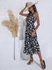 Alogant Summer Light Women's Dress 2022 Sleeveless Halter Neck Long Dresses Ruched Ruffle Vintage Floral Print Robe Maxi Dress