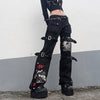 AltGirl Dark Academia Punk Y2k Denim Pants Women Streetwear Harajuku Mall Goth Hip Hop Patchwork Grunge Printed Straight Jeans