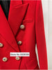 Amazing 2022ss Classic Red Blazer Gold Lion Buttons Double Breasted Elegant Ladies Suits with Shoulder Pads