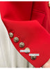 Amazing 2022ss Classic Red Blazer Gold Lion Buttons Double Breasted Elegant Ladies Suits with Shoulder Pads