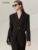 Amii Minimalism Summer Women's Suit Jacket Black Notched Full Sleeve Button Loose Blazer Coat Office Lady Blazers Woman 12240245