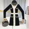 Amolapha Women V Neck Single Buttons Tassel Patchwork Fake Pocekt Knit Long Sleeve Mini Dress Vestidos