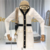 Amolapha Women V Neck Single Buttons Tassel Patchwork Fake Pocekt Knit Long Sleeve Mini Dress Vestidos