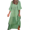 Ankle-length Breathable Lantern Sleeve Printing Long Dress Women Accessory