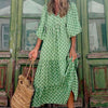 Ankle-length Breathable Lantern Sleeve Printing Long Dress Women Accessory