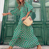 Ankle-length Breathable Lantern Sleeve Printing Long Dress Women Accessory