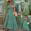 Ankle-length Breathable Lantern Sleeve Printing Long Dress Women Accessory