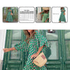 Ankle-length Breathable Lantern Sleeve Printing Long Dress Women Accessory