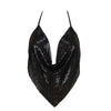 Elegant Metal Crop Top 2022 Summer Sexy Backless Bralette Camisole Beach Halter Gold Sequin Party Club Women Tank Top