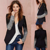 Anself Plus Size Women's Jacket Blazer Coat Sparkling Sequin Long Sleeve Blazer Feminino Elegant Irregular OL Business Tops