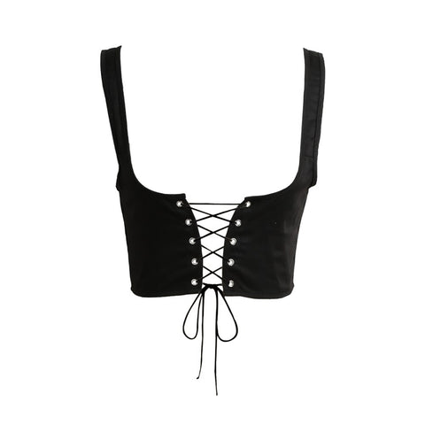 Sexy Lace Up Crop Tops Women 2022 Summer Sleeveless Bralette Tank Top Women Fitness Bustier Crop Top Tanktop Plus Size
