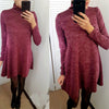Winter Autumn Casual Women Loose Turtleneck Dress Knitting Warm Work Office Ladies Dresses Long Sleeve Female Vestidos
