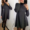Winter Autumn Casual Women Loose Turtleneck Dress Knitting Warm Work Office Ladies Dresses Long Sleeve Female Vestidos
