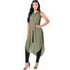Women Sleeveless Long Shirt Lace-up Sides High Slit 4XL 5XL Plus Size Chiffon Shirt Button Down Casual Summer Blouse Top