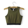Summer Women Short Tank Crop Top Patchwork Four Colors High Quality Army Green White Fitness Vest