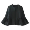 Antumn Women Solid Jacket Sweet Ruffles Flare Sleeve Coats Solid Female Open Stitch Design Outerwear