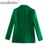 Aonibeier 2022 Za Woman Green Suit  Traf Jacket  Autumn Notched Collar Women Casual Blazer Female Outerwear Tops 2 Pieces Sets