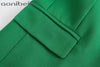 Aonibeier 2022 Za Woman Green Suit  Traf Jacket  Autumn Notched Collar Women Casual Blazer Female Outerwear Tops 2 Pieces Sets