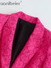 Aonibeier 2023 Autumn Women Slim Lace Blazers Traf Single Breasted Flap Pockets Long Sleeve Suit Jacket Female Chic Tops Coats