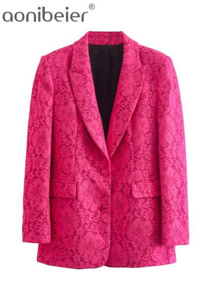 Aonibeier 2023 Autumn Women Slim Lace Blazers Traf Single Breasted Flap Pockets Long Sleeve Suit Jacket Female Chic Tops Coats