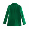 Aonibeier 2023   Woman Green Suit  Traf Jacket  Autumn Notched Collar Women Casual Blazer Female Outerwear Tops 2 Pieces Sets
