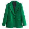 Aonibeier 2023   Woman Green Suit  Traf Jacket  Autumn Notched Collar Women Casual Blazer Female Outerwear Tops 2 Pieces Sets