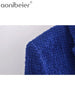 Aonibeier 2022 Za Woman Casual Traf Coats Spring OL Style Thick Long Slim Blazers Ornate Buttons Tweed Woolen Jacket Outwear
