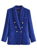 Aonibeier 2022 Za Woman Casual Traf Coats Spring OL Style Thick Long Slim Blazers Ornate Buttons Tweed Woolen Jacket Outwear