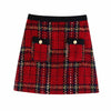 Aonibeier Spring Autumn Women Suits Plaid Skirt Set Double-Breasted Tweed Plaid Ladies Jacket Slim And Elegant Bust Two Piece