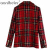 Aonibeier Spring Autumn Women Suits Plaid Skirt Set Double-Breasted Tweed Plaid Ladies Jacket Slim And Elegant Bust Two Piece