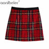 Aonibeier Spring Autumn Women Suits Plaid Skirt Set Double-Breasted Tweed Plaid Ladies Jacket Slim And Elegant Bust Two Piece