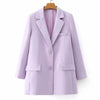 Aonibeier Women Blue Lila Blazers and Jackets Work Office Lady Suit Autumn Loose Single Breasted Casual Solid Female Blazer Coat