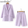 Aonibeier Women Blue Lila Blazers and Jackets Work Office Lady Suit Autumn Loose Single Breasted Casual Solid Female Blazer Coat