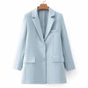 Aonibeier Women Blue Lila Blazers and Jackets Work Office Lady Suit Autumn Loose Single Breasted Casual Solid Female Blazer Coat