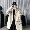 Apricot Letters Graffiti Oversized Blazer Women Jacket Coat Loose Streetwear Spring Outerwear 2023 Korean Style Office Lady