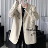 Apricot Letters Graffiti Oversized Blazer Women Jacket Coat Loose Streetwear Spring Outerwear 2023 Korean Style Office Lady