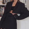 Apricot Outfits Female Suit and Skirt Set Mini Skirt Suits Long Sleeve Crop Blazer Top and Mini Skirt Matching Set Fall Clothes