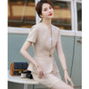 Apricot Suits Women 2022 Summer Short Sleeve Temperament Formal Business Blazer And Skirt Office Ladies two-piece overalls