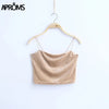 90s Basic Velvet Cropped Camis Fashion Women Streetwear Sexy Elastic Straps Crop Tank Top Short Bustier T-shirts Tees
