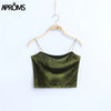 90s Basic Velvet Cropped Camis Fashion Women Streetwear Sexy Elastic Straps Crop Tank Top Short Bustier T-shirts Tees