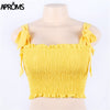 90s Co Girls Streetwear Elastic Crop Top Women Sexy Bow Ruffles Slim Female Camis 2022 Summer Solid Casual Tank Tops