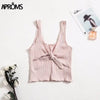 Casual V Neck Knot Tie Bow Knitted Tank Tops Women Summer Basic Top Streetwear Fashion 2022 Sleeveless Vest Tees Camis