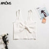 Casual V Neck Knot Tie Bow Knitted Tank Tops Women Summer Basic Top Streetwear Fashion 2022 Sleeveless Vest Tees Camis