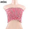 Co Girls Basic Tank Tops Women Elegant Strapless Tube Tops Fashion 2022 Streetwear Dot Plaid Print Camis Crop Top Tees